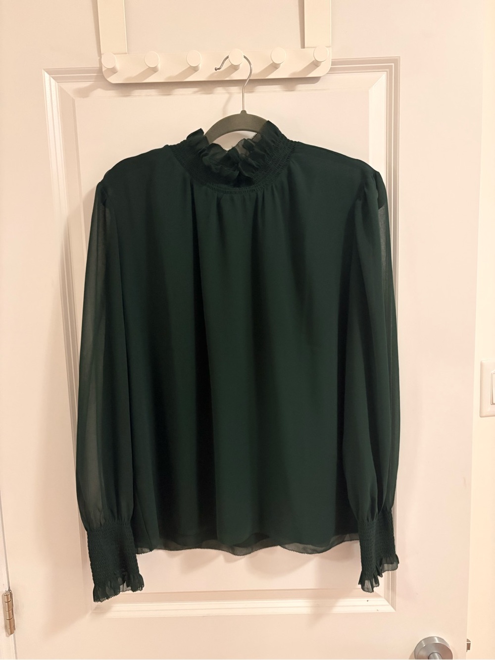 Aritzia chiffon Ruffled High-Neck Long-Sleeve Blouse